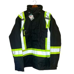 King By Big K Hi-Visability Safety Jacket Fleece Lined Reflective Waterproof 2XL